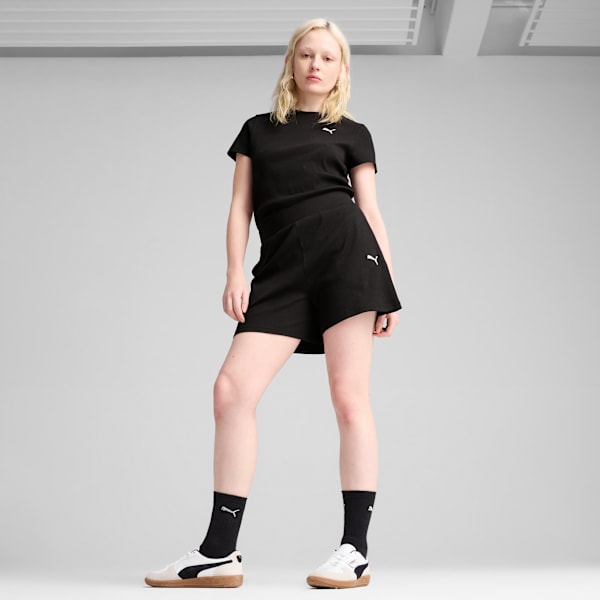 ESS ELEVATED 5" High-Rise Rib Shorts Women, PUMA Black, extralarge